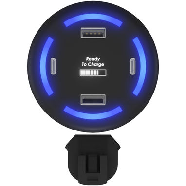Интеллектуальное домашнее зарядное устройство SCX.design H11 с подсветкой логотипа, цвет сплошной черный - 1PX11090- Фото №1