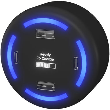 Інтелектуальний домашній зарядний пристрій SCX.design H11 з підсвічуванням логотипу, колір суцільний чорний - 1PX11090- Фото №3