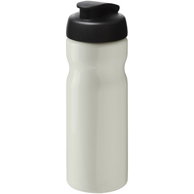 Спортивная бутылка H2O Eco объемом 650 мл с откидывающейся крышкой, цвет цвета слоновой кости, сплошной черный - 21009720- Фото №1
