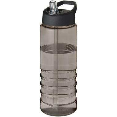 Спортивная бутылка H2O Active® Eco Treble объемом 750 мл с куполообразной крышкой, цвет темно-серый, сплошной черный - 21048200- Фото №1