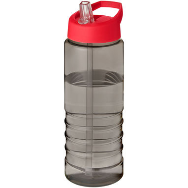 Спортивна пляшка H2O Active® Eco Treble об'ємом 750 мл із куполоподібною кришкою, колір темно-сірий, червоний - 21048202- Фото №1