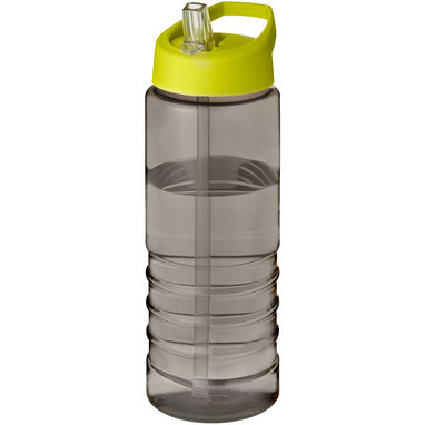 Спортивная бутылка H2O Active® Eco Treble объемом 750 мл с куполообразной крышкой, цвет темно-серый, лайм - 21048209- Фото №1