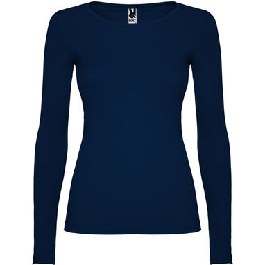 Полуприталенная футболка с длинными рукавами и горловиной с тонкой окантовкой, цвет морской синий  размер 3XL - CA12180655- Фото №1
