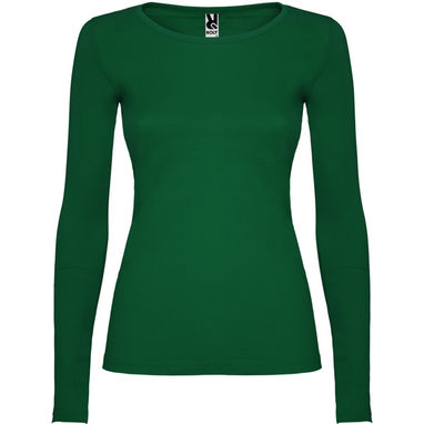 Полуприталенная футболка с длинными рукавами и горловиной с тонкой окантовкой, цвет бутылочный зеленый  размер 3XL - CA12180656- Фото №1