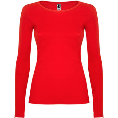 Полуприталенная футболка с длинными рукавами и горловиной с тонкой окантовкой, цвет красный  размер 3XL - CA12180660- Фото №1
