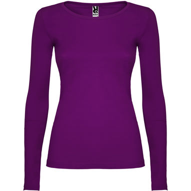 Полуприталенная футболка с длинными рукавами и горловиной с тонкой окантовкой, цвет фиолетовый  размер 3XL - CA12180671- Фото №1