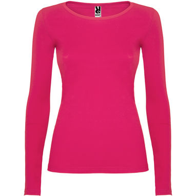 Полуприталенная футболка с длинными рукавами и горловиной с тонкой окантовкой, цвет темно-розовый  размер 3XL - CA12180678- Фото №1
