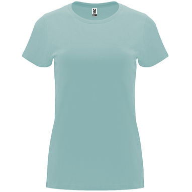 Приталенная женская футболка с короткими рукавами, цвет выстиранный голубой  размер S - CA668301126- Фото №1