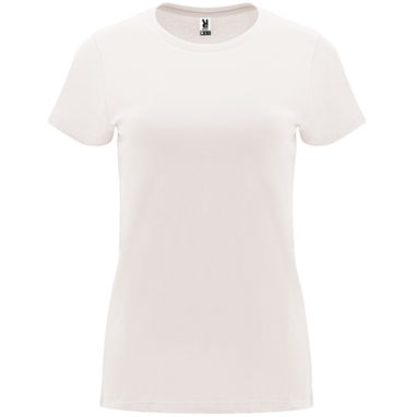 Приталенная женская футболка с короткими рукавами, цвет белый винтаж  размер S - CA668301132- Фото №1