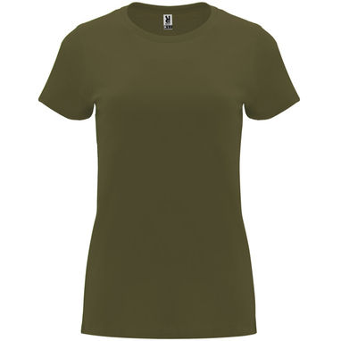 Жіноча приталена футболка з короткими рукавами, колір військовий зелений  розмір 3XL - CA66830615- Фото №1