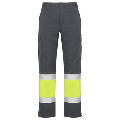 Літні штани підвищеної видимості з кількома кишенями, колір свинцевий, флуор жовтий  розмір 52 - HV93006223221- Фото №1