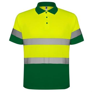 Техническая футболка поло с короткими рукавами повышенной видимости, цвет garden green, fluor yellow  размер S - HV93020152221- Фото №1