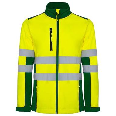 Двухцветная куртка SoftShell повышенной видимости, цвет garden green, fluor yellow  размер S - HV93030152221- Фото №1