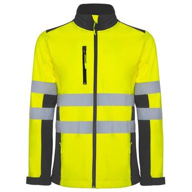 Двухцветная куртка SoftShell повышенной видимости, цвет свинцовый, флуоресцентный желтый  размер L - HV93030323221- Фото №1