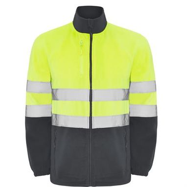 Флисовая куртка повышенной видимости, цвет свинцовый, флуоресцентный желтый  размер S - HV93050123221- Фото №1