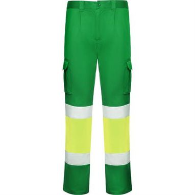 Світловідбиваючі подовжені штани з кількома кишенями, колір зелений, флуоресцентний жовтий  розмір 38 - HV93125552221- Фото №1