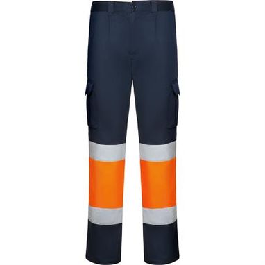Світловідбиваючі подовжені штани з кількома кишенями, колір темно-синій, флуор помаранчовий  розмір 38 - HV93125555223- Фото №1