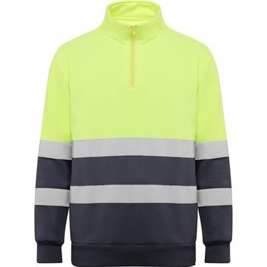 Світловідбиваючий светр з високим коміром, колір свинцевий, флуор жовтий  розмір S - HV93140123221- Фото №1