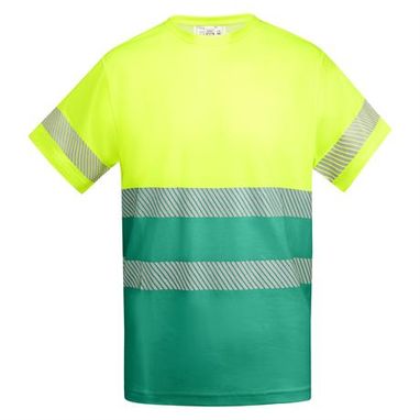 Светоотражающая мужская техническая футболка с коротким рукавом с круглым вырезом под горло из основной ткани, цвет garden green, fluor yellow  размер S - HV93170152221- Фото №1