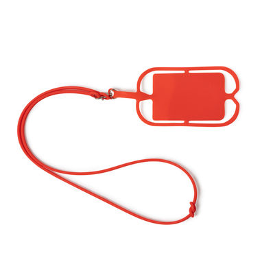 Силиконовый шнурок с держателем для мобильного телефона, цвет красный - LY7046S160- Фото №1