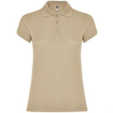 Женская футболка поло с короткими рукавами, цвет песочный  размер S - PO66340107- Фото №1