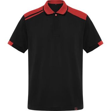 Сорочка-поло з коротким рукавом у двоколірній комбінації, колір чорний, червоний  розмір S - PO8410010260- Фото №1