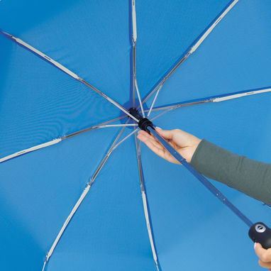Автоматочна вітростійка складна парасолька, колір блакитний - 56-0101281- Фото №7