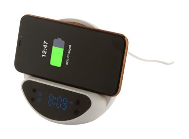 Тримувач мобільного телефону з зарядним пристроєм та будильником, колір білий - AP800527-01- Фото №8