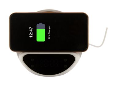 Тримувач мобільного телефону з зарядним пристроєм та будильником, колір білий - AP800527-01- Фото №9