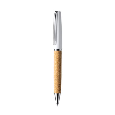 Кулькова ручка з натуральної пробки та сталі, колір білий - BL7991TA01- Фото №1