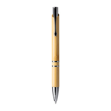 Шариковая ручка с корпусом из бамбука и кнопкой с металлической отделкой, цвет бежевый - BL8093TA29- Фото №1