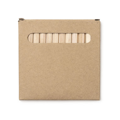 Набор из 12 деревянных карандашей в коробке из переработанного картона, цвет бежевый - LA7996S229- Фото №1