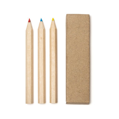Набір з 3 дерев’яних олівців, колір бежевий - LA7997S229- Фото №1