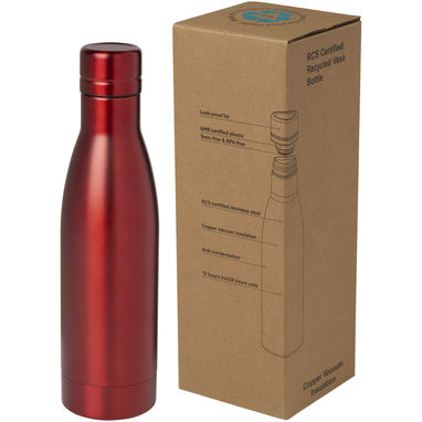 Бутылка с вакуумной изоляцией Vasa объемом 500 мл из меди и переработанной нержавеющей стали, сертифицированной по стандарту RCS, цвет красный - 10073621- Фото №1