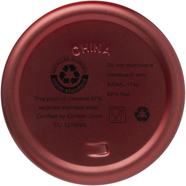 Пляшка з вакуумною ізоляцією Vasa об'ємом 500 мл з міді та переробленої нержавіючої сталі, сертифікована за стандартом RCS, колір червоний - 10073621- Фото №6