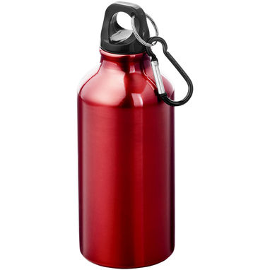 Бутылка для воды с карабином Oregon из переработанного алюминия, сертифицированного по стандарту RCS, объемом 400 мл, цвет красный - 10073821- Фото №1