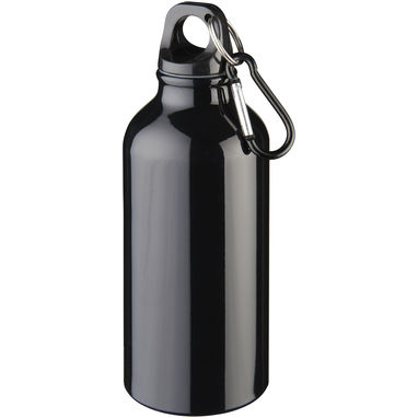 Бутылка для воды с карабином Oregon из переработанного алюминия, сертифицированного по стандарту RCS, объемом 400 мл, цвет сплошной черный - 10073890- Фото №1