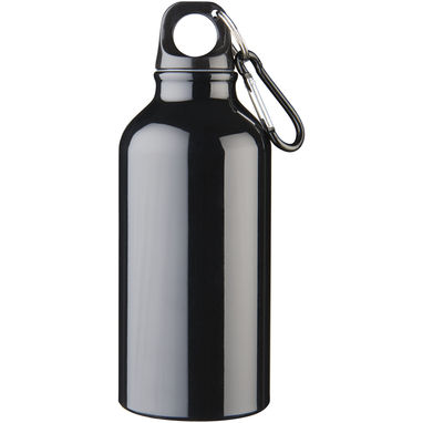 Бутылка для воды с карабином Oregon из переработанного алюминия, сертифицированного по стандарту RCS, объемом 400 мл, цвет сплошной черный - 10073890- Фото №2