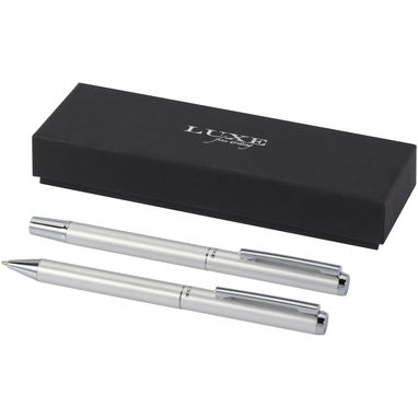 Подарочный комплект из шариковой ручки и ручки-роллера Lucetto из переработанного алюминия, цвет серебряный - 10783881- Фото №1