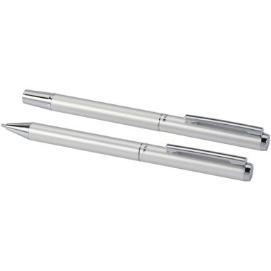 Подарочный комплект из шариковой ручки и ручки-роллера Lucetto из переработанного алюминия, цвет серебряный - 10783881- Фото №5