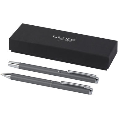 Подарочный комплект из шариковой ручки и ручки-роллера Lucetto из переработанного алюминия, цвет серый - 10783882- Фото №1