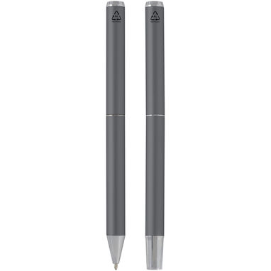Подарочный комплект из шариковой ручки и ручки-роллера Lucetto из переработанного алюминия, цвет серый - 10783882- Фото №4