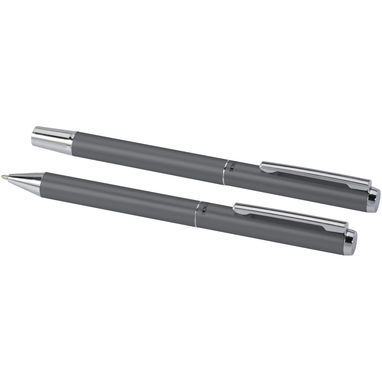 Подарочный комплект из шариковой ручки и ручки-роллера Lucetto из переработанного алюминия, цвет серый - 10783882- Фото №5