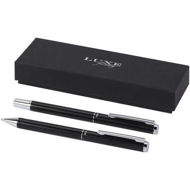 Подарочный комплект из шариковой ручки и ручки-роллера Lucetto из переработанного алюминия, цвет сплошной черный - 10783890- Фото №1
