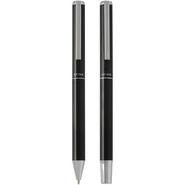 Подарочный комплект из шариковой ручки и ручки-роллера Lucetto из переработанного алюминия, цвет сплошной черный - 10783890- Фото №3