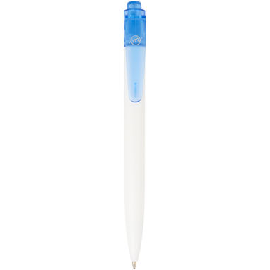 Кулькова ручка Thalaasa з океанічного пластику, колір синій прозорий, білий - 10786152- Фото №1