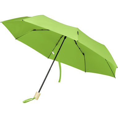 Birgit, складна вітростійка парасолька діаметром 21 дюйм з переробленого ПЕТ, колір зелений лайм - 10914563- Фото №1