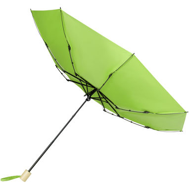 Birgit, складной ветроустойчивой зонт диаметром 21 дюйм из переработанного ПЭТ, цвет зеленый лайм - 10914563- Фото №3