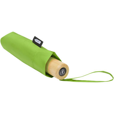 Birgit, складна вітростійка парасолька діаметром 21 дюйм з переробленого ПЕТ, колір зелений лайм - 10914563- Фото №4