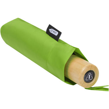 Birgit, складна вітростійка парасолька діаметром 21 дюйм з переробленого ПЕТ, колір зелений лайм - 10914563- Фото №5